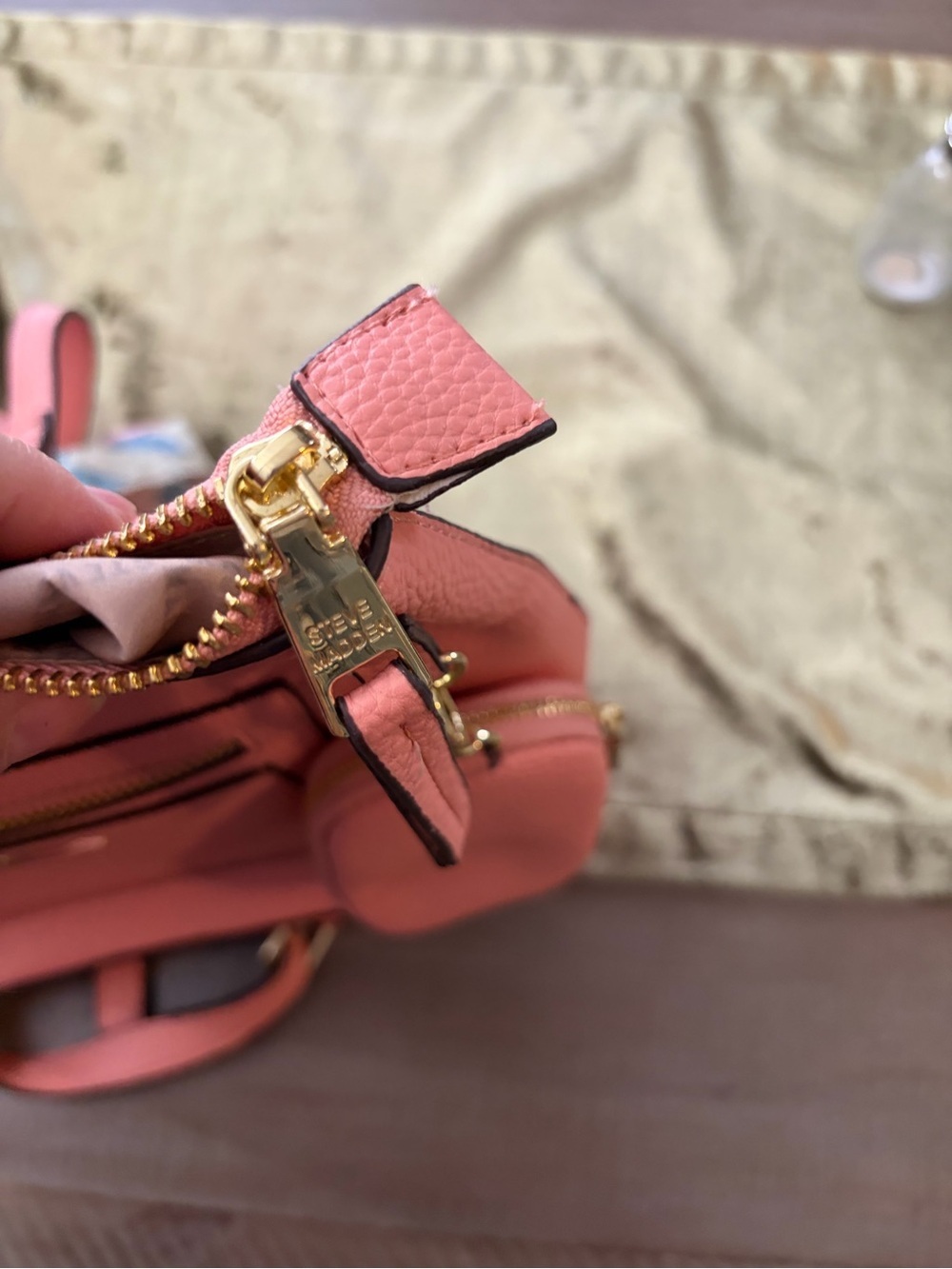 Steve Madden Coral Pink Pebbled Leather Crossbody with Floral Scarf - Picture 6 of 13